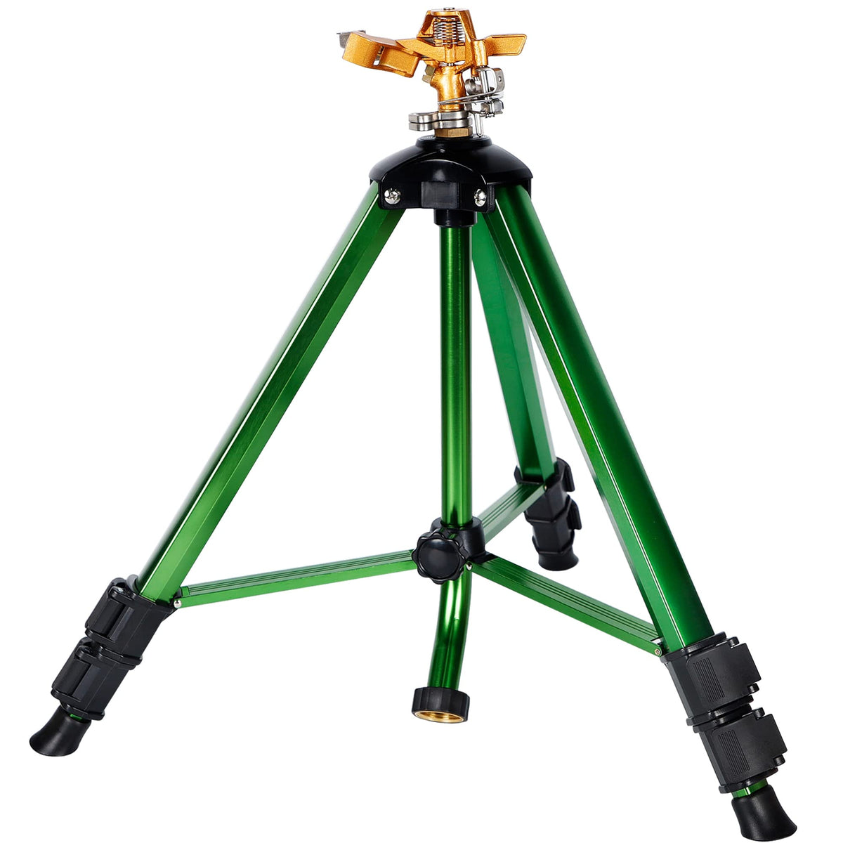 Biswing Impact Sprinkler Head On Tripod Base, Heavy Duty Lawn Sprinkler, 360 Degree Large Area Irrigation, Brass Sprinkler Nozzl