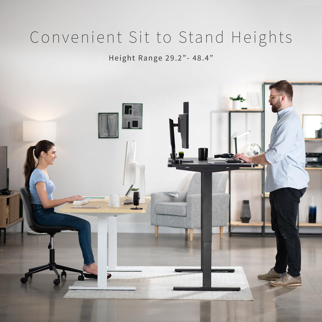 Vivo Electric 71 X 30 Inch Rustic Standing Desk Workstation, Memory Controller Height Adjustment, 1B Series, Black And Vintage Brown Top, Black Frame, Desk-Kit-1B7Bn