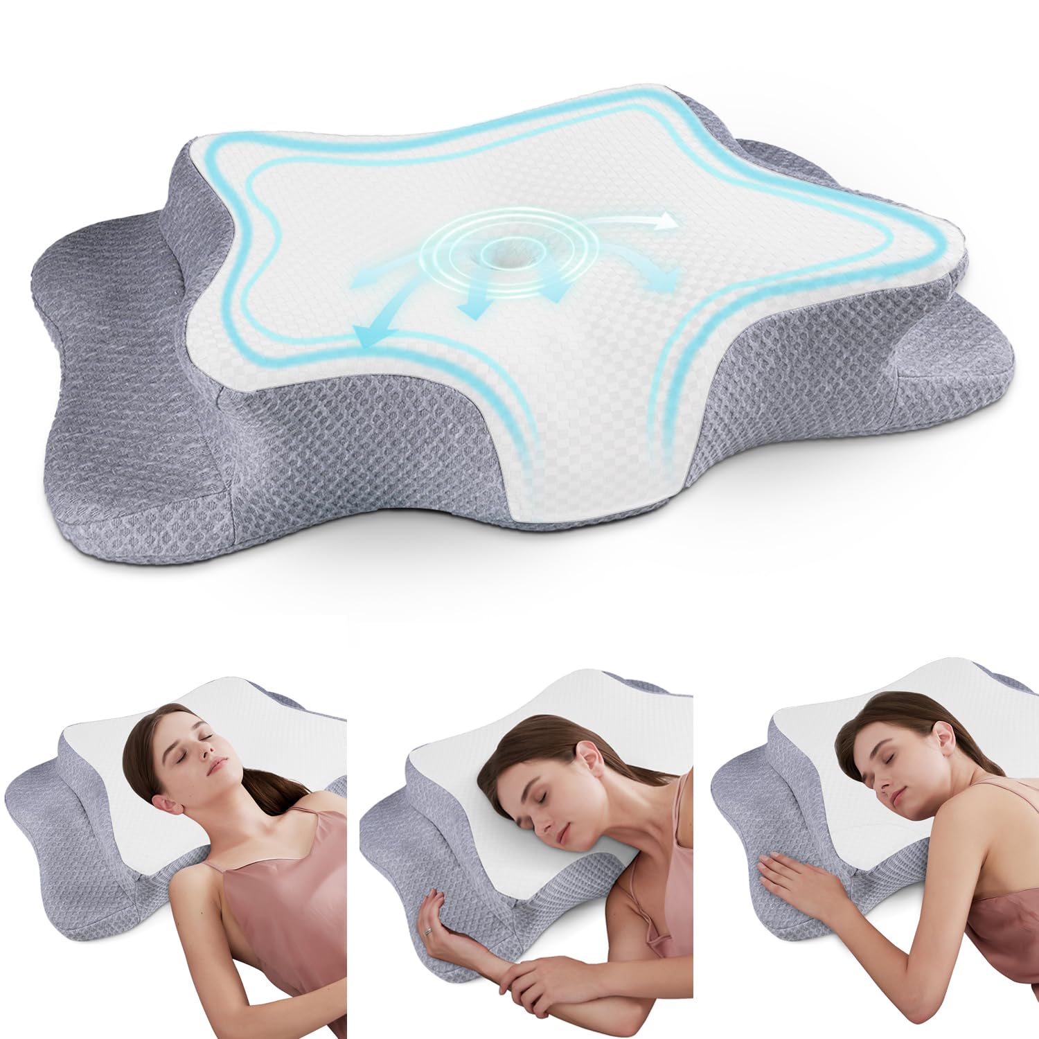 Chxxy Cervical Neck Pillow For Pain Relief Sleeping, Contour Memory Foam Pillows, Ergonomic Side Sleeper Pillows For Adults, Coo