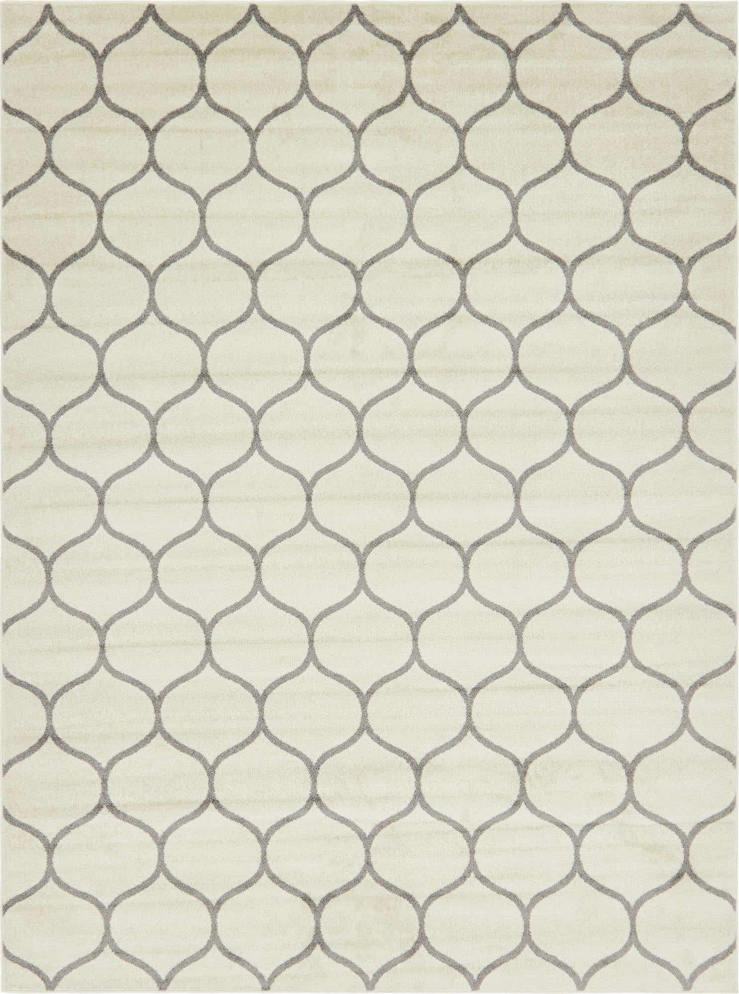 Unique Loom Trellis Frieze Collection Area Rug - Rounded (9' x 12' 2'', Ivory/ Gray)