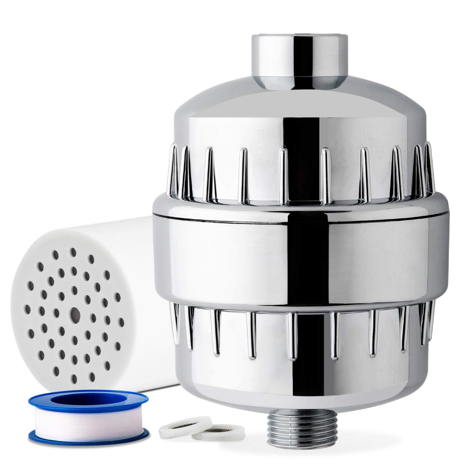 iSpring SF2S 15-Stage High Output Universal Shower Filter with Replaceable Cartridge, Better Skin, Softer Hair, and Stronger Nai