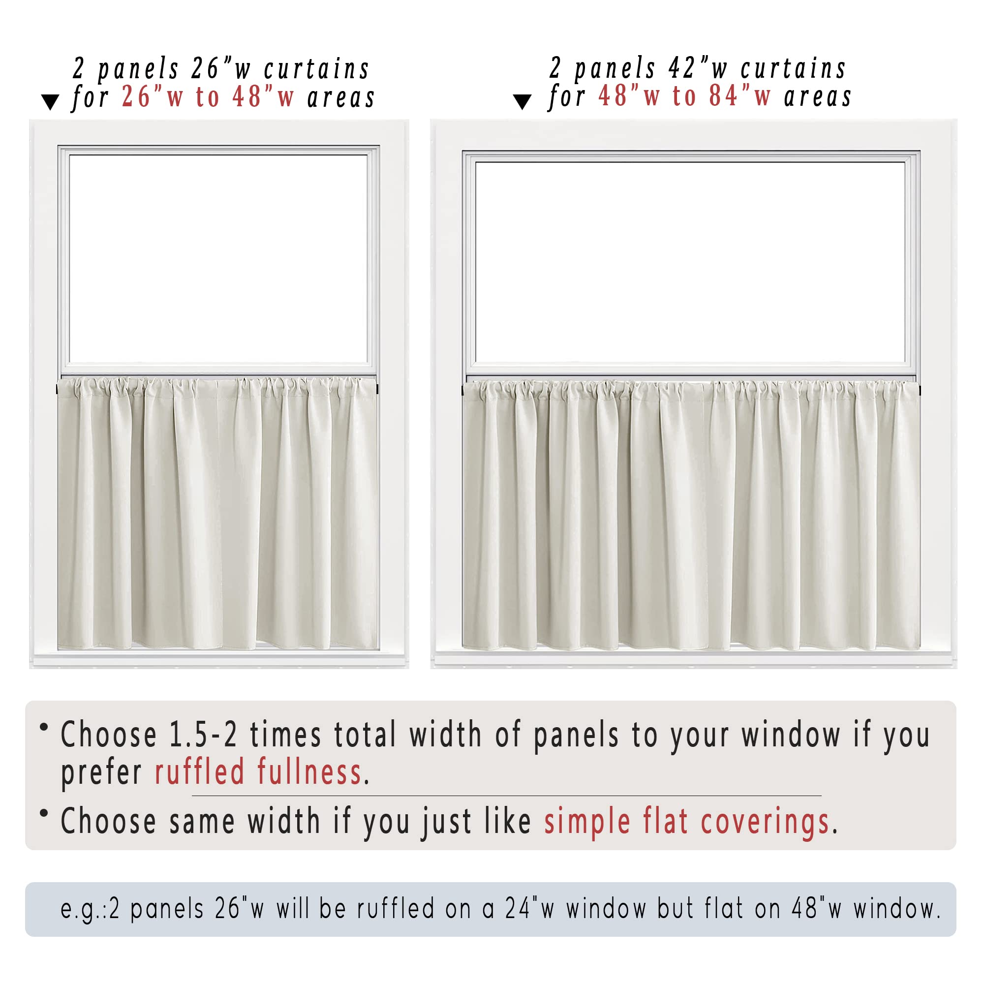 Panelsburg Cream Short Curtains For Bedroom 24 Inches Long 2 Panels Blackout Rod Pocket Thermal Insulated Privacy Decorative Sma