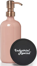 Glass Soap Dispenser with Metal Pump - 16oz Glass Jar Lotion Bottle by Industrial Rewind (Coral/Copper)
