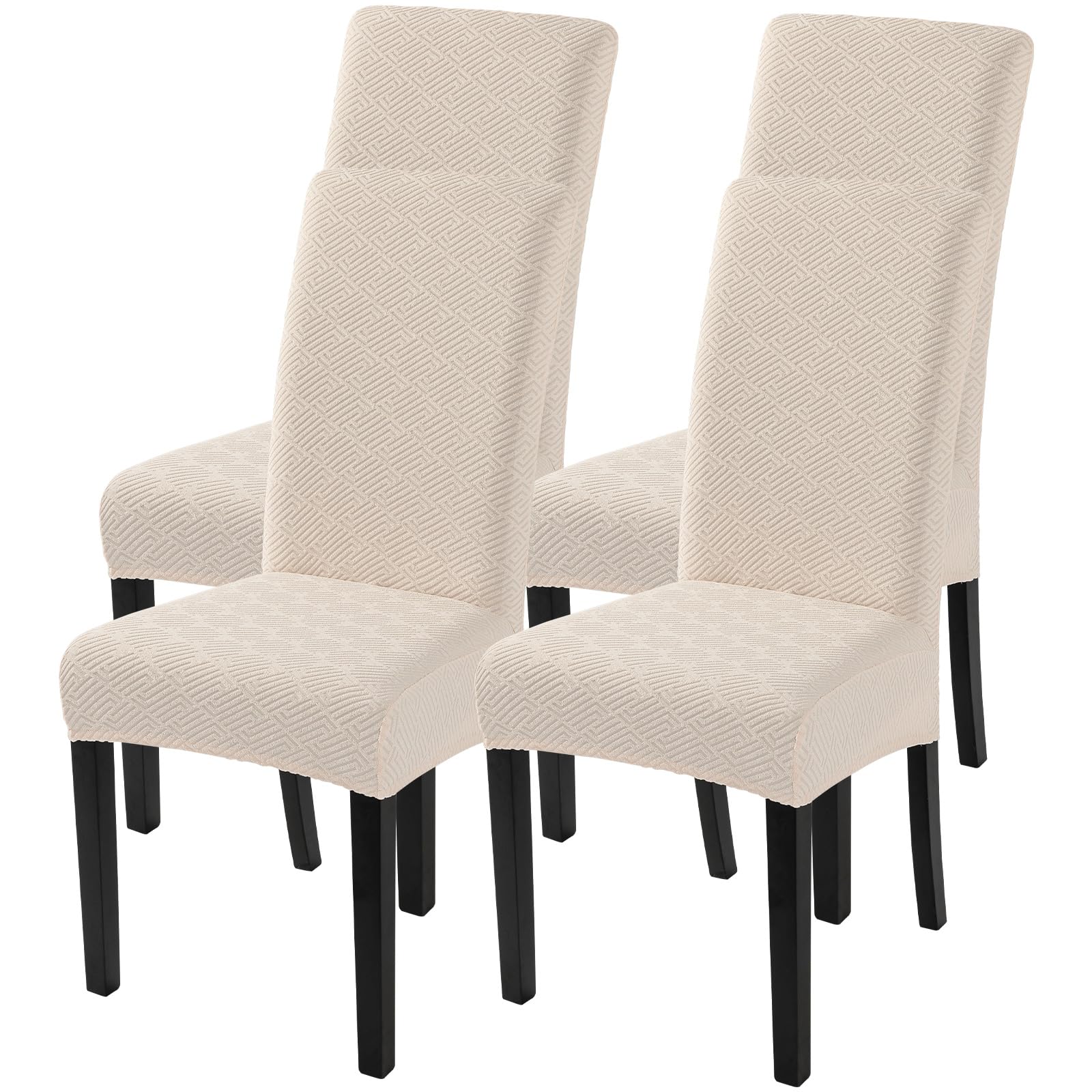 Searchi Jacquard Dining Room Chair Covers Set Of 4, Stretch Kitchen Chair Covers Washable Parsons Chair Slipcover Removable Dini