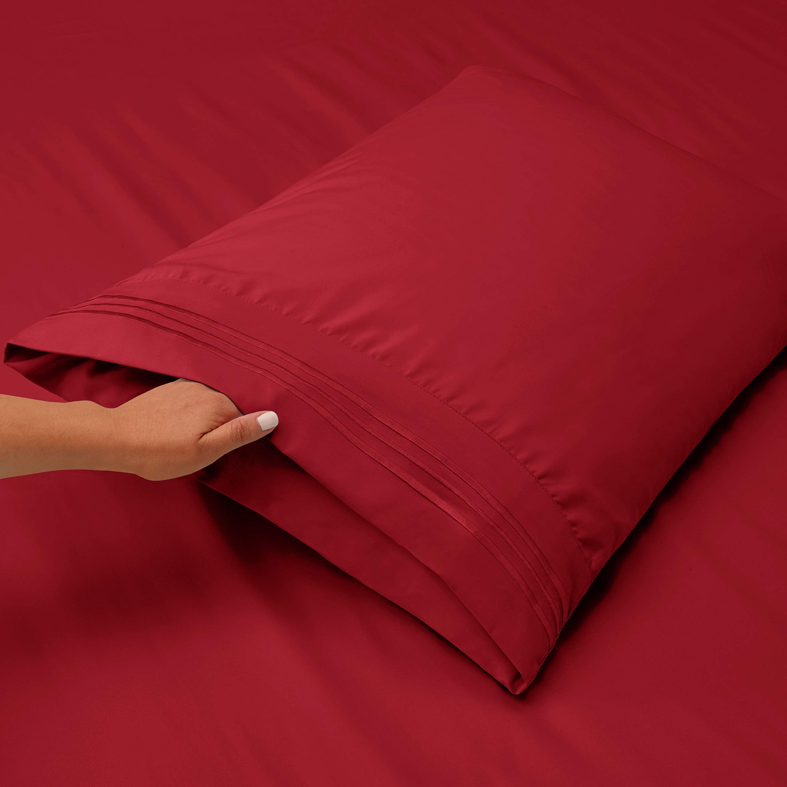 Clara Clark Queen Sheets, 6 Piece Set - Hotel Luxury Sheets For Queen Size Bed, Super Soft Bedding Sheets & Pillowcases, Queen Size Sheets, Burgundy Red