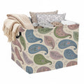 Floral Paisley Laundry Hamper with Handles,Large 56L Foldable Square Clothes Basket MultiUse Blanket Storage Bins for Organizin