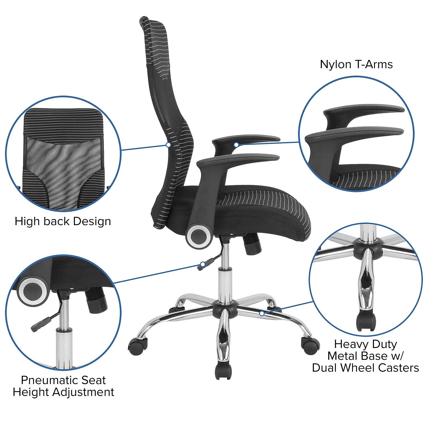 Flash Furniture Milford High Back Ergonomic Office Chair With Contemporary Mesh Design In Black And White