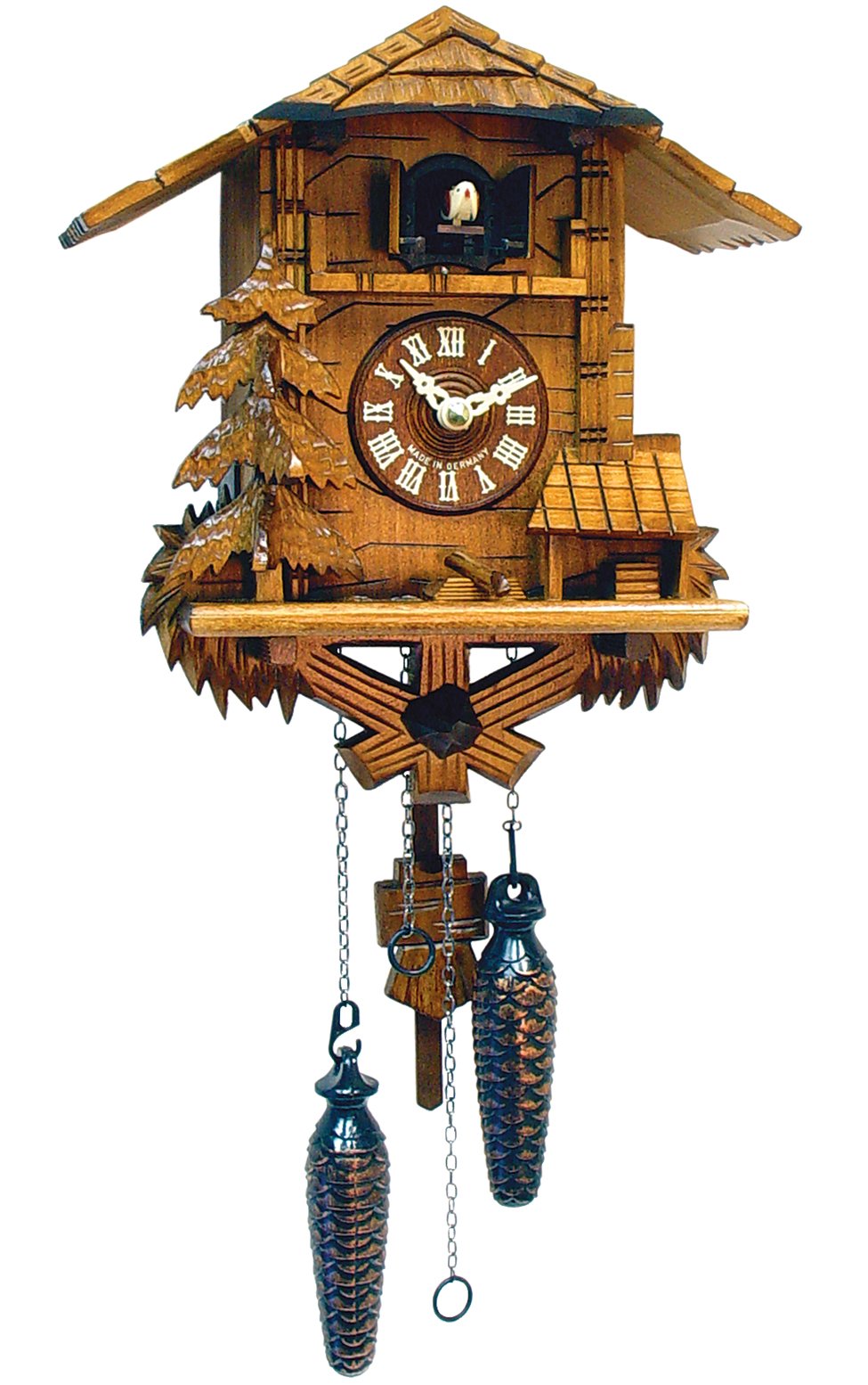 Alexander Taron Importer 437Qm Engstler Battery-Operated Cuckoo Clock-Full Size-11 H X 10.75" W X 6.25" D, Brown