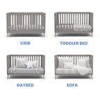 Delta Children Essex 4-In-1 Convertible Baby Crib, Grey With Natural Legs
