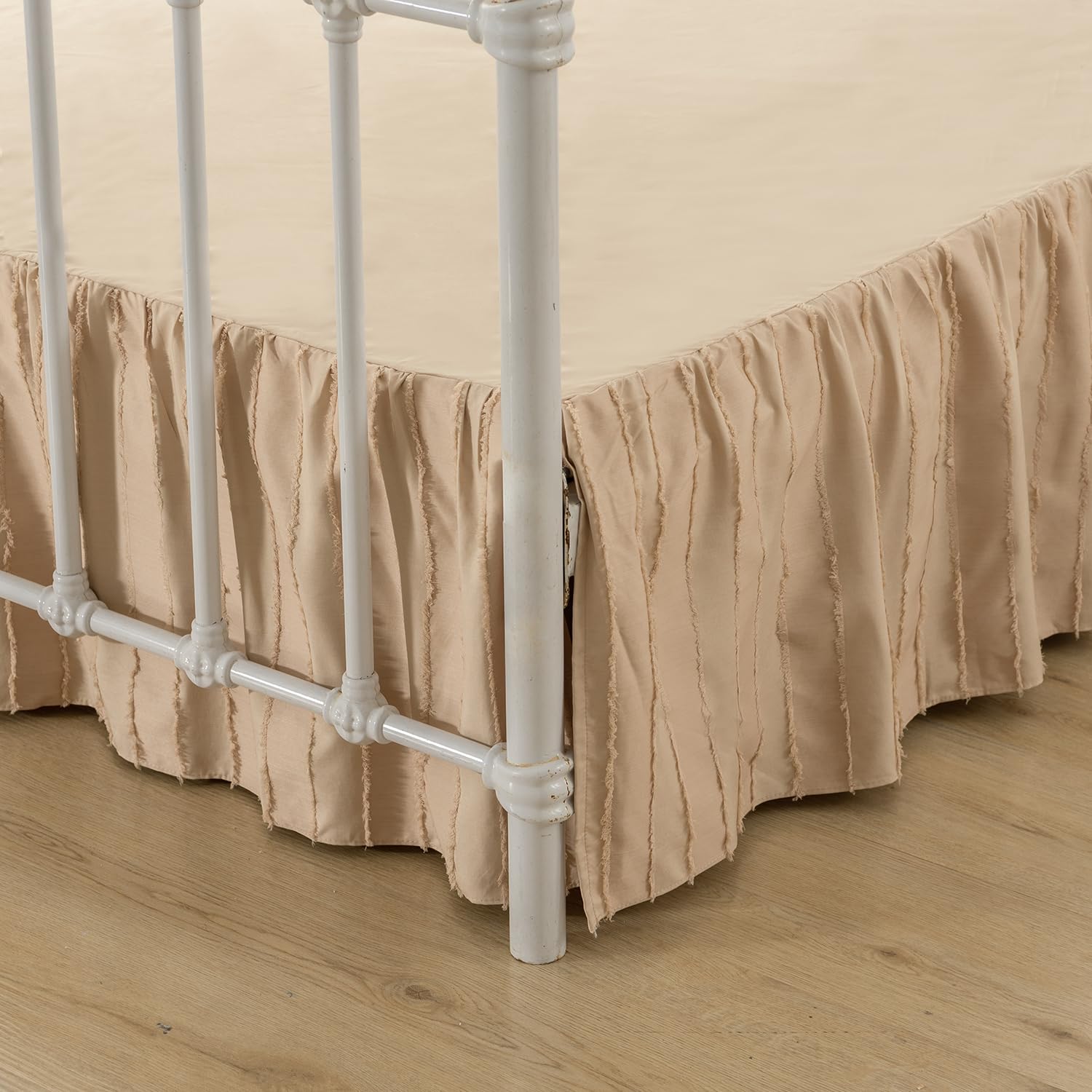Bed Skirt Queen Size, Ruffled Bed Skirt With Split Corners, Queen Bed Skirt 18 Inch Drop, Striped Boho Queen Size Bed Skirt For