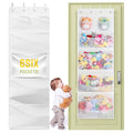 Yecaye Stuffed Animal Storage, 1 Pack Over Door Organizer for Stuffies with 6 Expandable Mesh Net Pockets, Baby Ideas Holder for