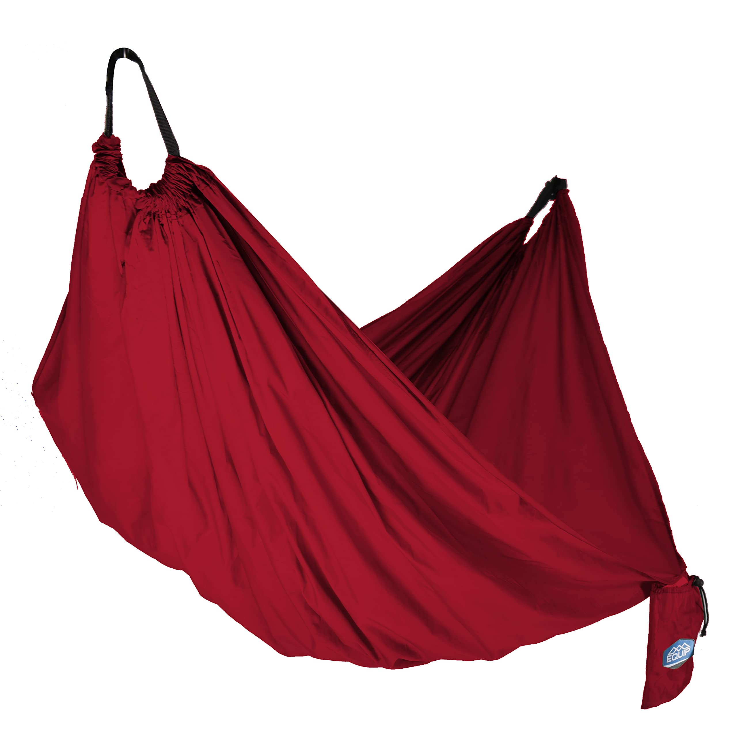 Equip Outdoors Portable Camping Hammock, Hanging Kit Included, One Person Recycled Fabric Hammock, Dark Red