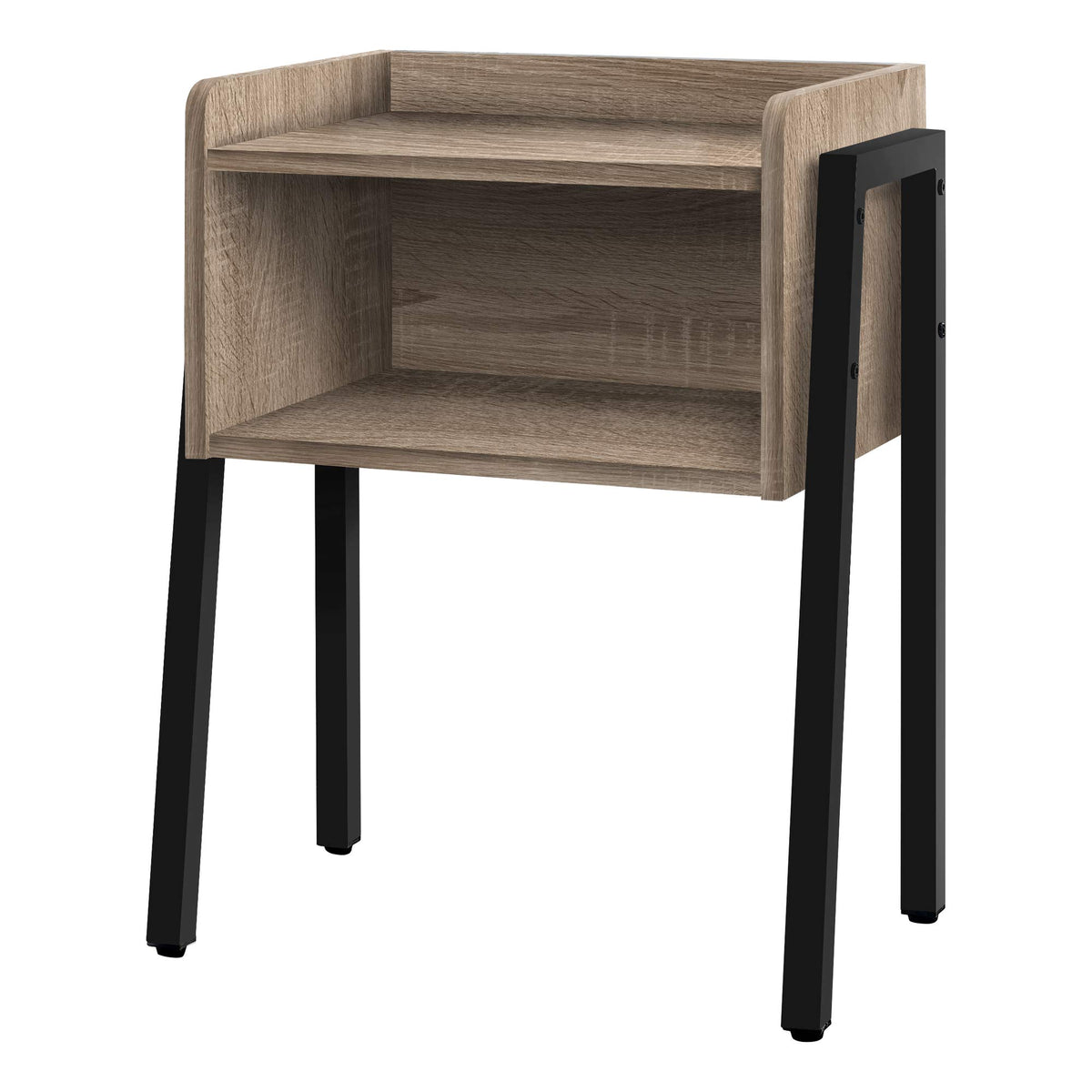 HomeRoots Dark Taupe,Black Metal,Particle Board 23' Rectangular Dark Taupe Accent Table with Black Metal Legs