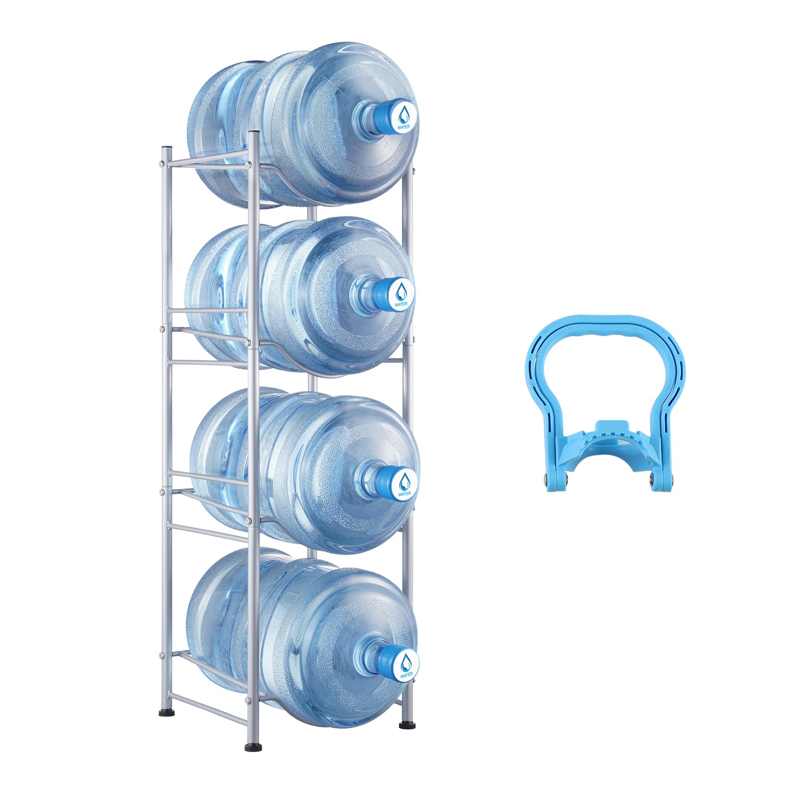 VEVOR 5 Gallon Water Jug Holder, 4 Tiers Water Bottle Holder, Heavy Duty Water Bottle Rack with 4 Slots, Detachable Water Jug St