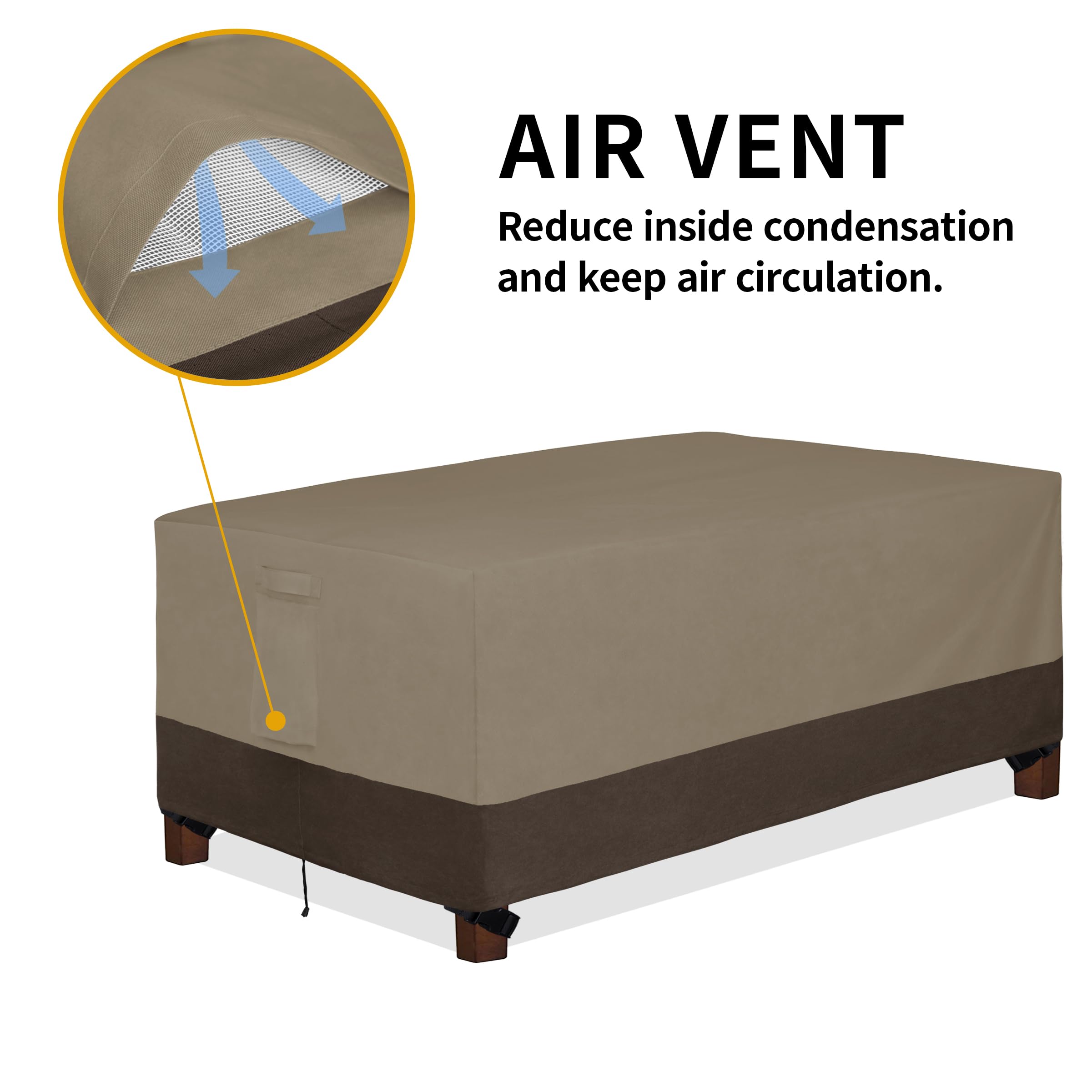 Easy-Going 600D Heavy Duty Rectangular Table Cover Uv Resistant And Waterproof Outdoor Lawn Patio Furniture Cover (84' Lx44 Wx23 H, Camel/Dark Brown)