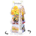 Marsui 3 Tier Rotating Sticker Display Stand, 4 Sided Sticker Holder, 360 Rotating No Assembly Required Clear Acrylic Sticker Ho