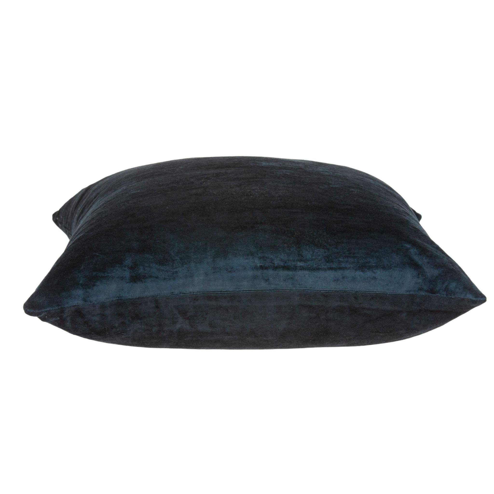 HomeRoots 50% Cotton, 50% Viscose 18' x 7' x 18' Transitional Dark Blue Solid Pillow Cover with Poly Insert