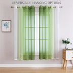 G2000 Sheer Curtains & Drapes 95 Inches Long Green And White Ombre Curtains For Bedroom Living Room Window Curtains Light Filter