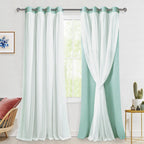 Hiasan Blackout Curtains with Sheer Overlay, Mix & Match Double Layer Thermal Insulated Room Darkening Curtains for Bedroom, Liv