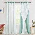 Hiasan Blackout Curtains with White Sheer, Mix & Match Double-Layer Thermal Insulated Sun Blocking Grommet Window Curtains for B