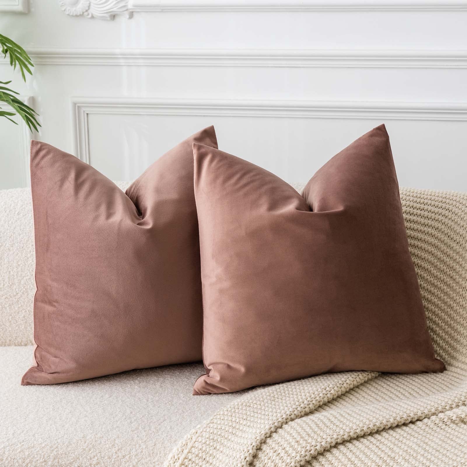 Juspurbet Jam 24X24 Velvet Throw Pillow Covers Set Of 2,Decorative Solid Soft Cushion Cases For Couch Sofa Bed