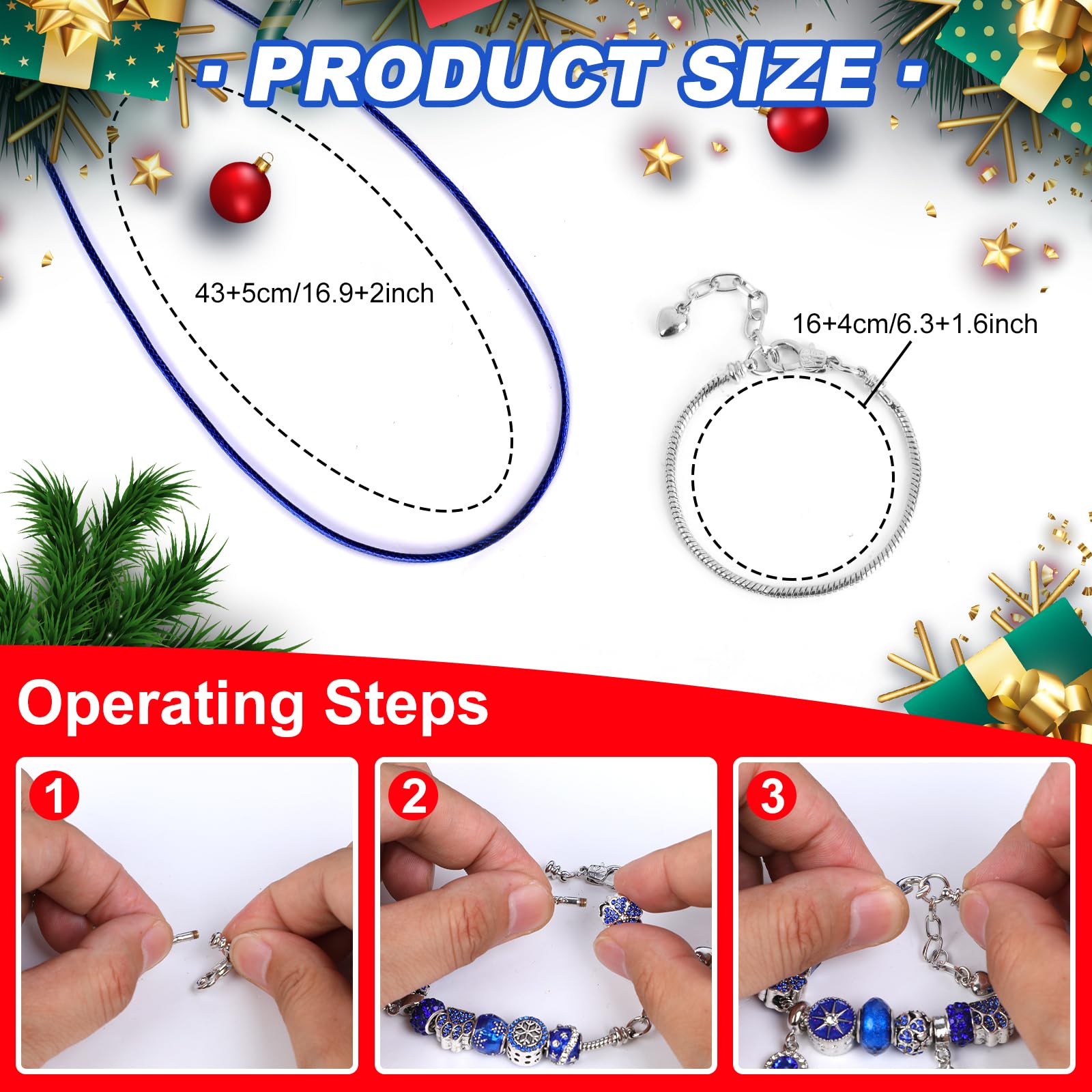 Mjartoria Advent Calendar 2024 For Women-Royal Blue Jewelry 24 Days Christmas Countdown-Inclued Royal Blue Snowflake Metal Charm