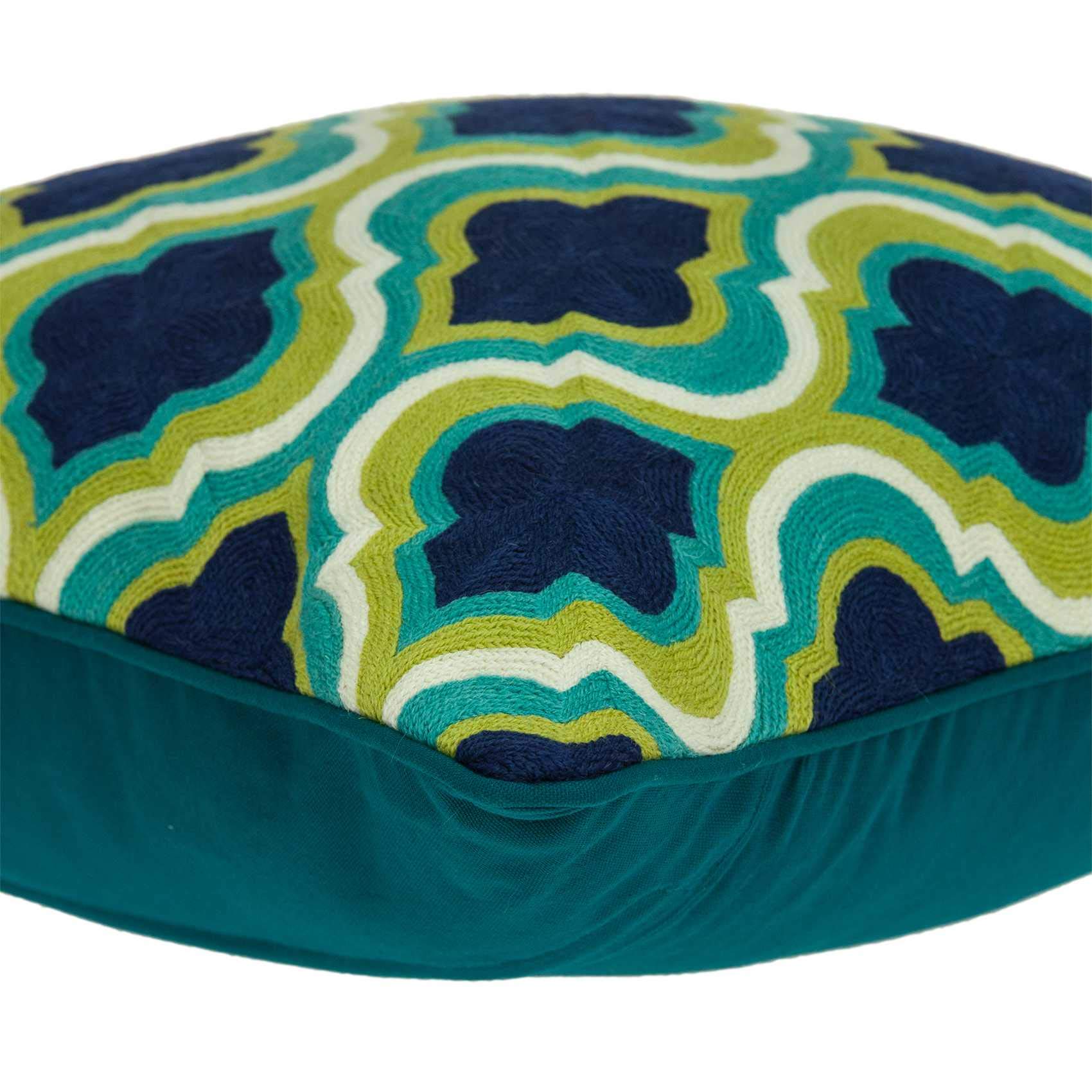 HomeRoots Decor 20' x 7' x 20' Handmade Traditional Teal and Blue Pillow Cover with Down Insert