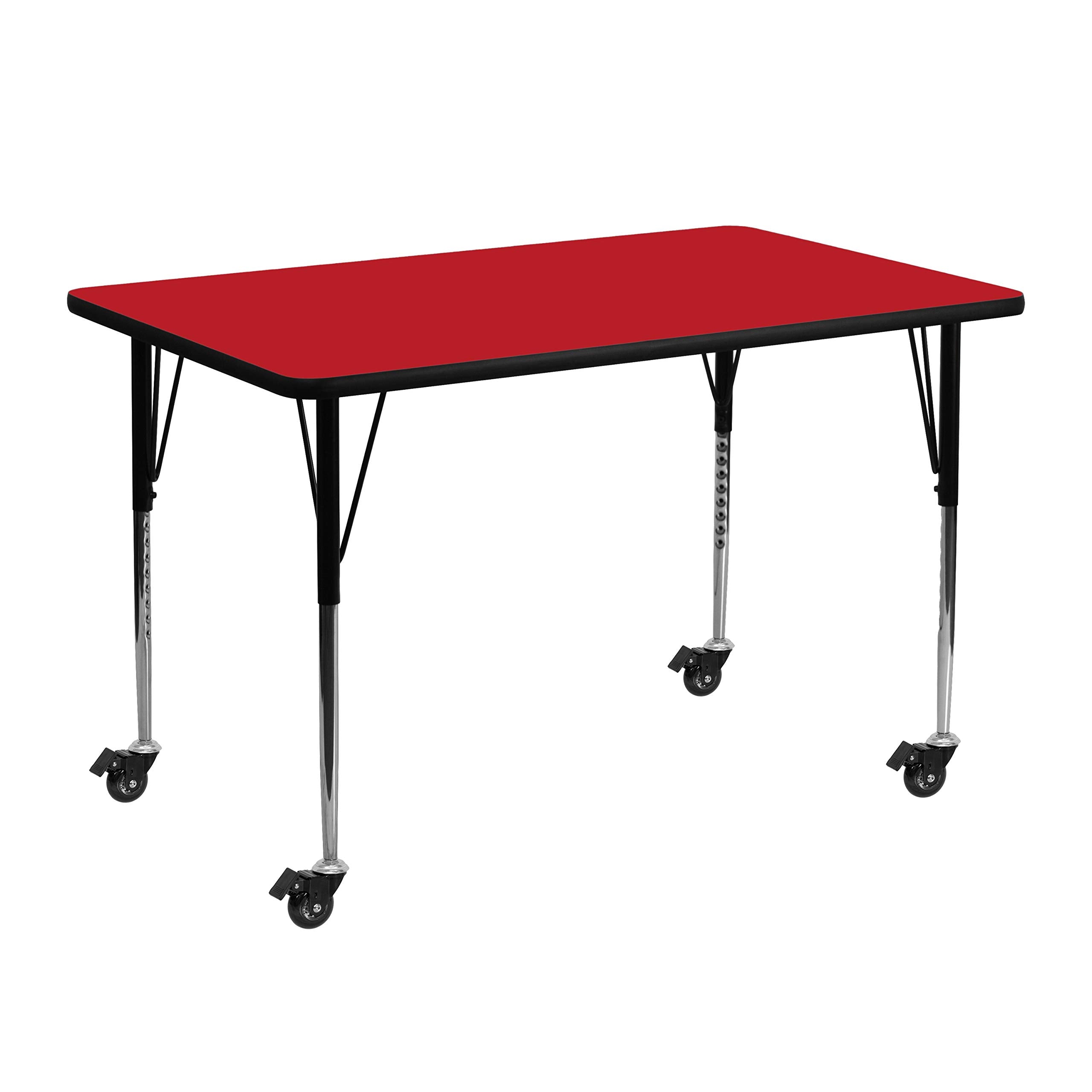 Flash Furniture 24X48 Rec Red Activity Table, 24' W X 48' D X 30.5' H