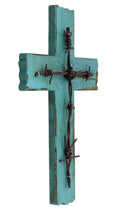 RWI Simple 10 1/2 Weathered Wood & Barbwire Decorative Wall Cross - Shabby Chic Chalk Paint Look