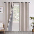 YoungsTex Linen Textured 100% Blackout Curtains for Bedroom 84 Inches Length, Grommet Thermal Insulated Linen Room Darkening Cur