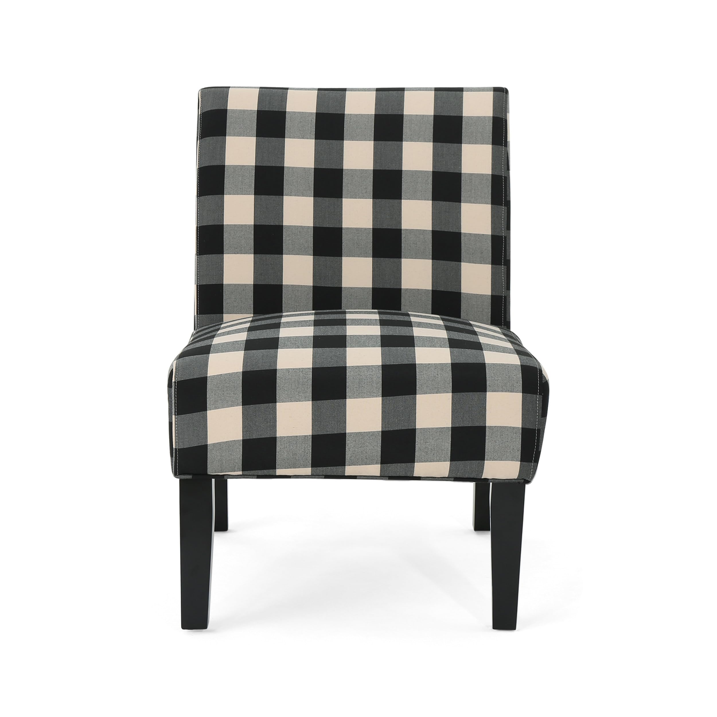 Christopher Knight Home Kendal Traditional Upholstered Farmhouse Accent Chair, Black Checkerboard, Matte Black 29.5D x 22.5W x 3