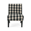 Christopher Knight Home Kendal Traditional Upholstered Farmhouse Accent Chair, Black Checkerboard, Matte Black 29.5D x 22.5W x 3