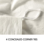 Jellymoni White Duvet Cover Queen Size - 100% Washed Cotton Linen Like Textured Comforter Cover, 3 Pieces Breathable Soft Beddin