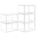 5 Pack Clear Stackable Shoe Organizer Box with Lids, Acrylic Shoes Box with Magnetic Doors, Transparent Shoe Storage Bins Closet