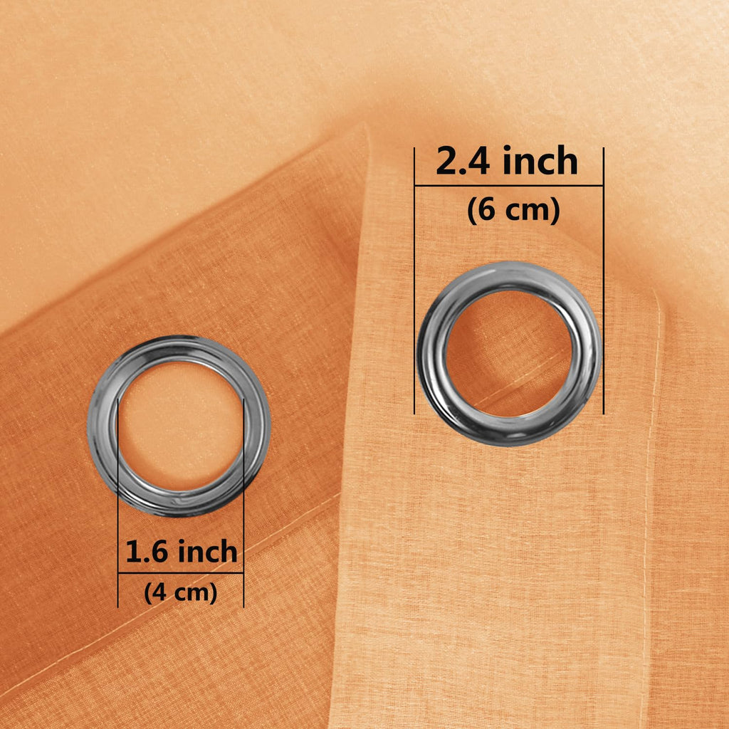 Dwcn Orange Faux Linen Ombre Sheer Curtains - 84 Inches Long Autumn Gradient Semi Voile Curtains For Bedroom And Living Room, Se