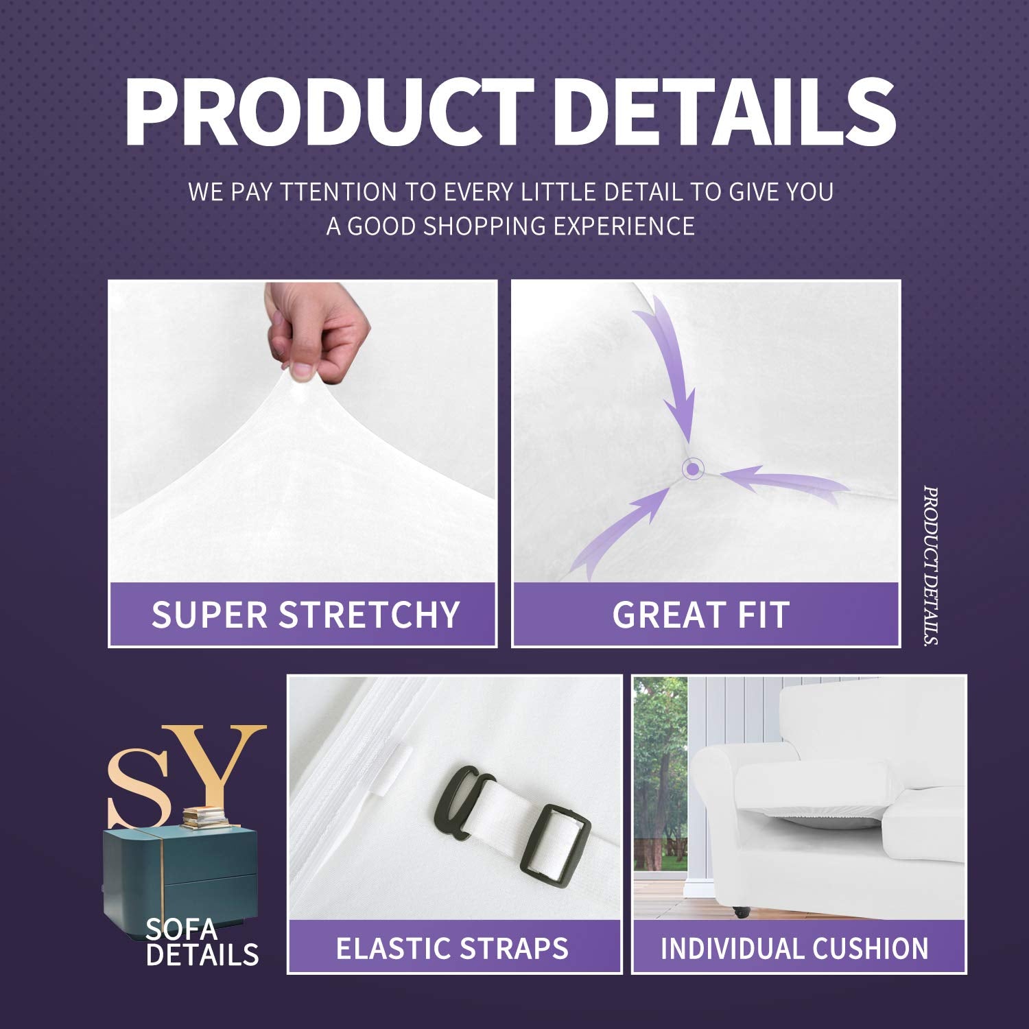 Znsayotx Luxury Velvet Couch Cover 3 Piece Stretch Sofa Covers For 2 Cushion Couch Soft Loveseat Slipcover Living Room Anti Slip Dogs Pet Love Seat Furniture Protector (White), 55'-69'(2 Cushions)