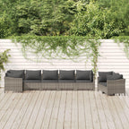 vidaXL Patio Furniture Set 8 Piece, Garden Sofa Set with Cushions, Patio Lounge Set Rattan Outdoor Sectional Sofa, Gray Poly Rattan