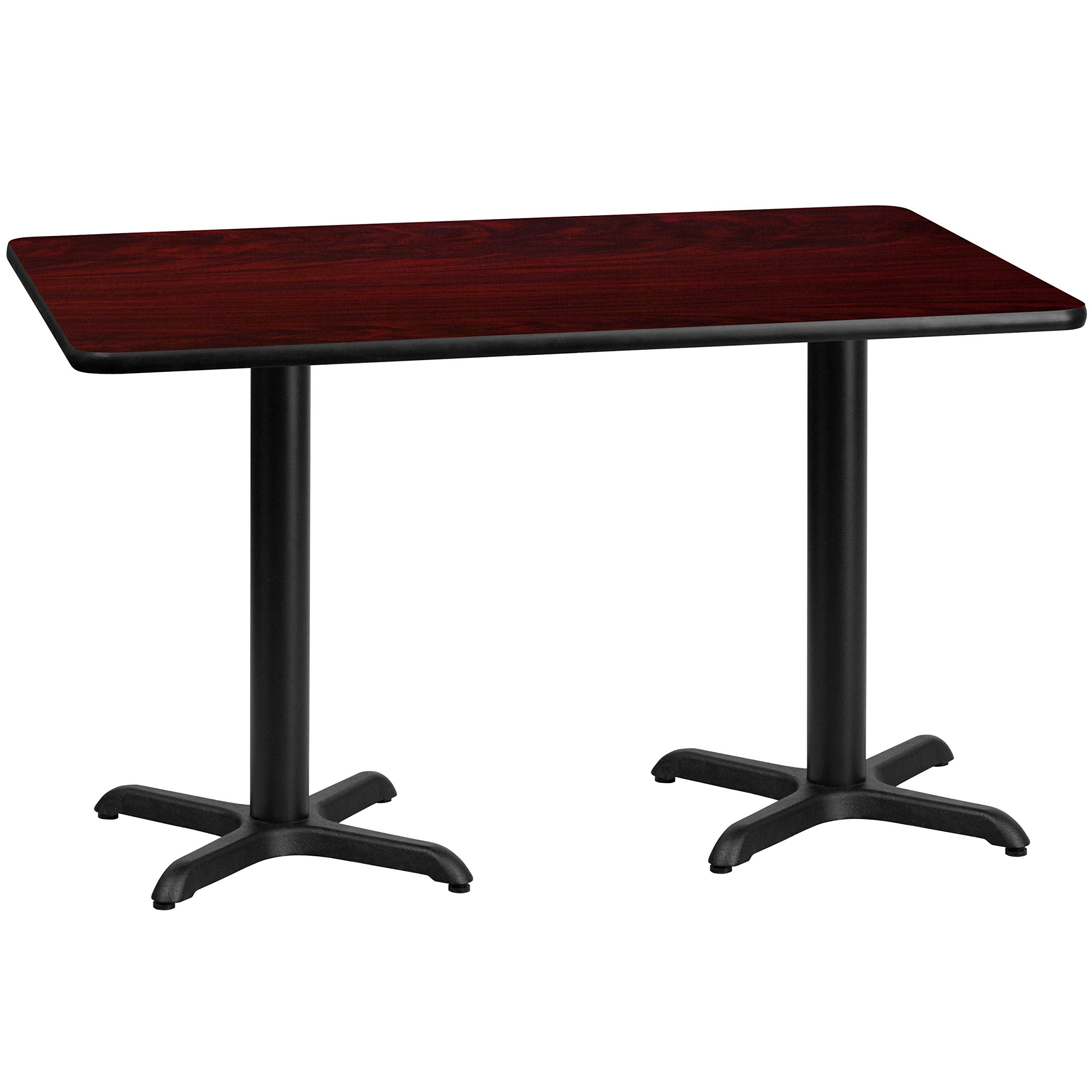 Flash Furniture Graniss 30'' x 60'' Rectangular Mahogany Laminate Table Top with 22'' x 22'' Table Height Bases