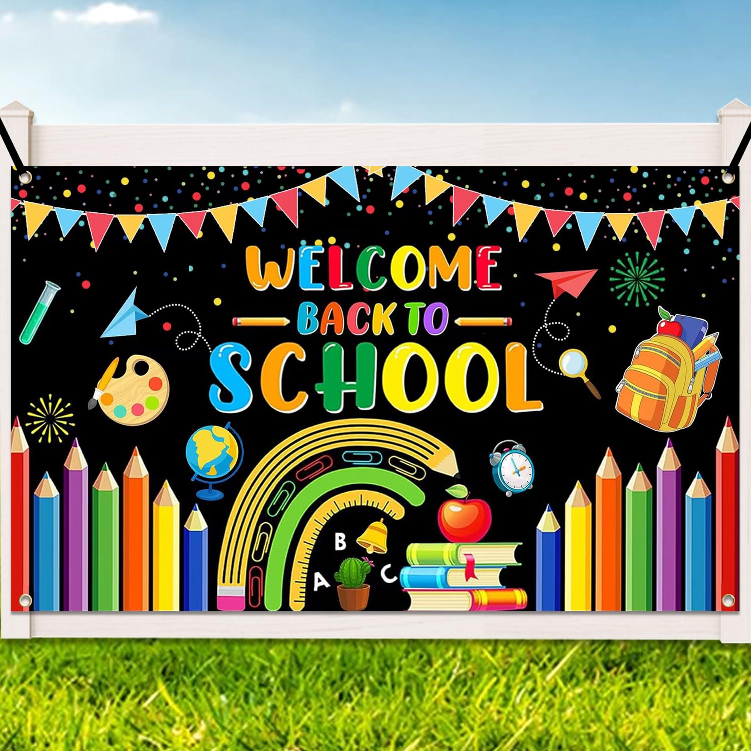 Welcome Back To School Banner, 72X44 Inch First Day Of School Banner, Back To School Backdrop, Back To School Decorations For Cl