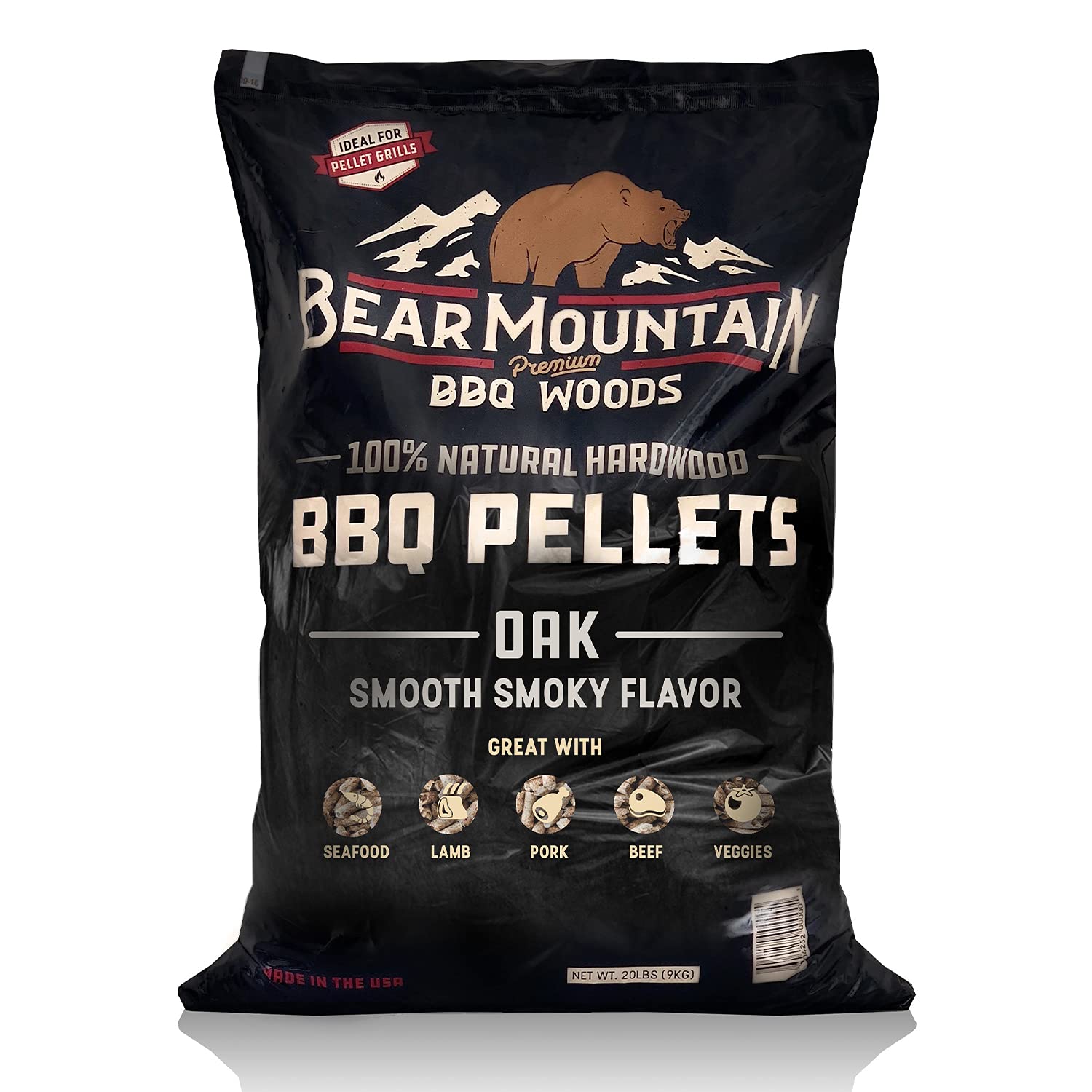 Bear Mountain Premium Bbq Woods Premium All Natural Earthy And Bold Oak Smoker Wood Chip Pellets For Outdoor Gas, Charcoal, And