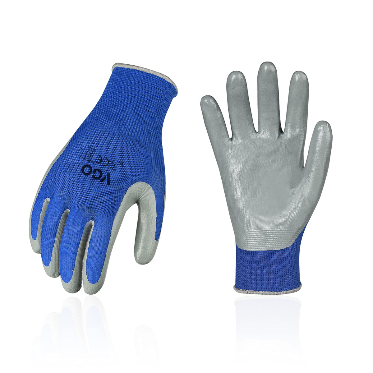 Vgo 10-Pairs Safety Work Gloves, Gardening Gloves, Non-Slip Nitrile Coating, Dipping Gloves (Size S, Blue, Nt2110)