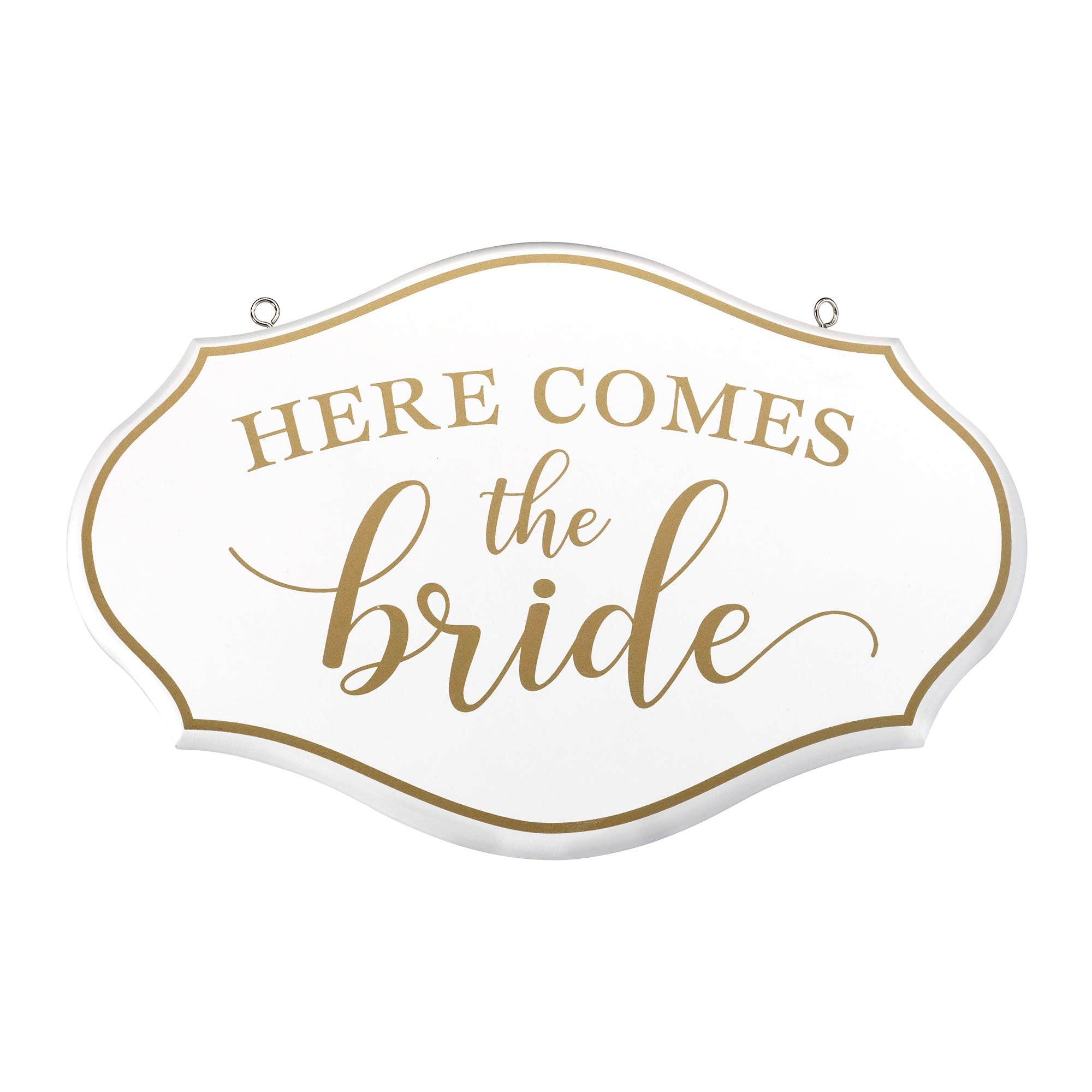Lillian Rose Comes The Bride Flower Girl Ring Bearer Sign, 11'x7', White