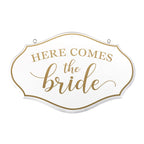 Lillian Rose Comes The Bride Flower Girl Ring Bearer Sign, 11'x7', White