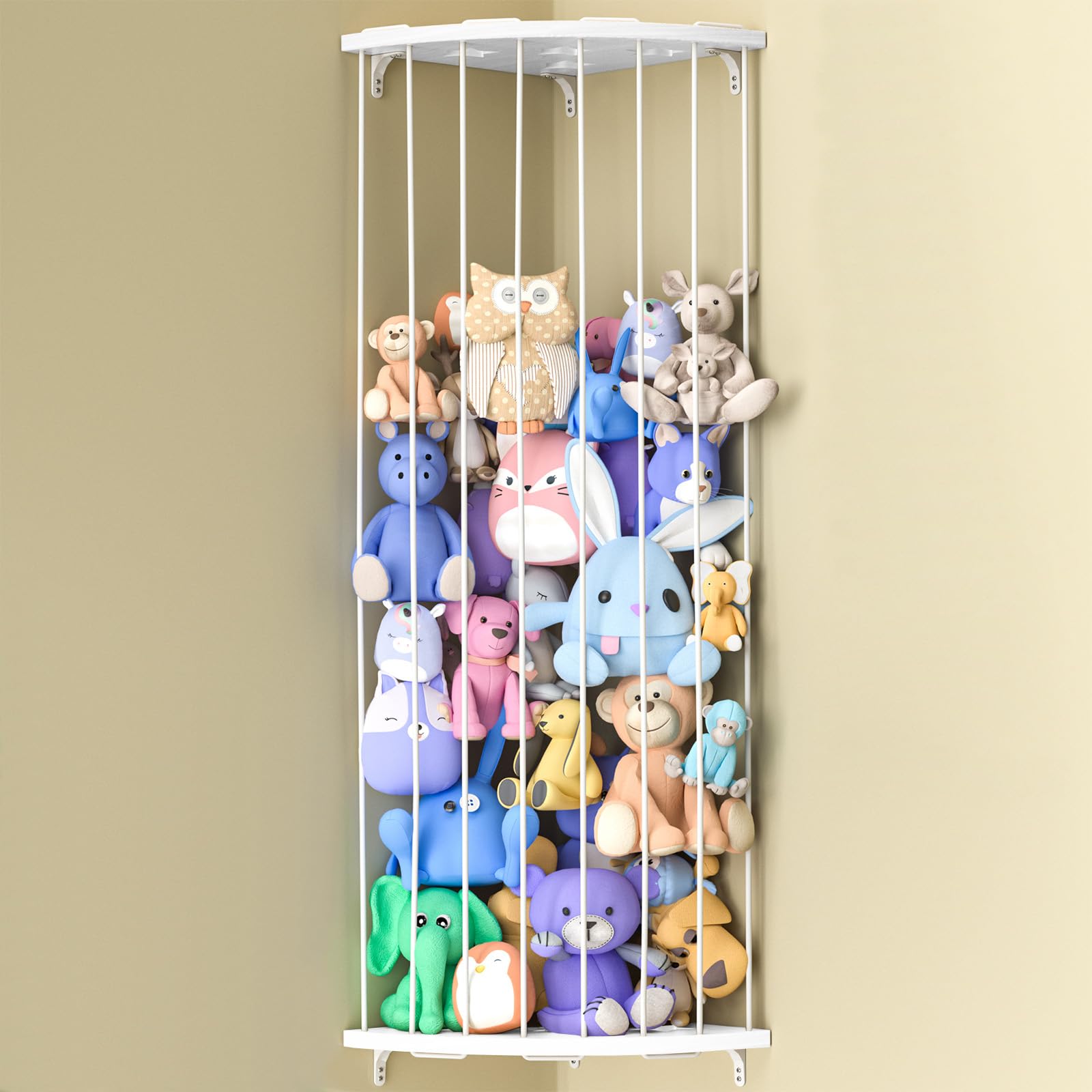 Stuffed Animal Storage Wood Corner Plush Toys Holder with Star Pattern, Length Adjustable Large Hanging Stuffed Animal Toy Organ