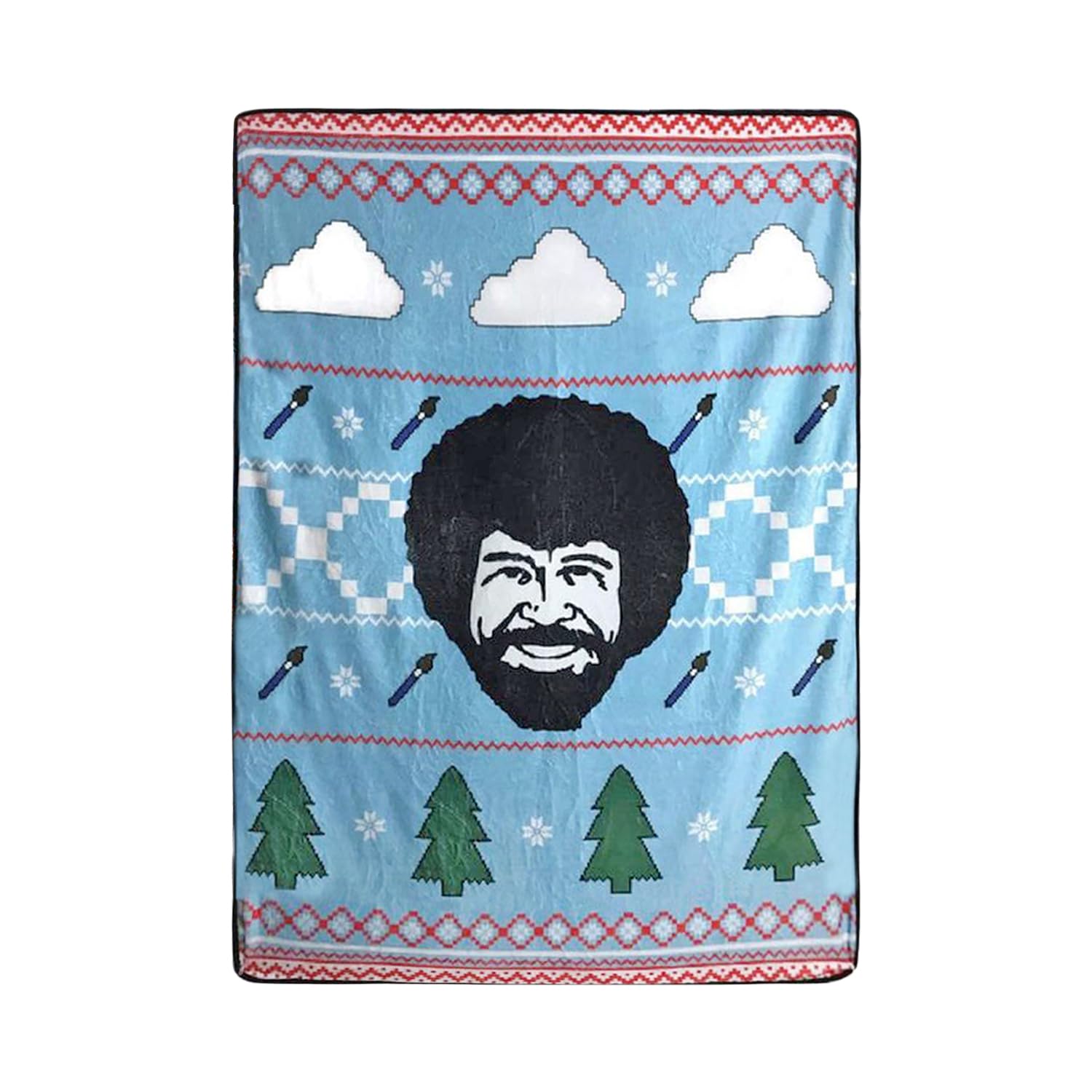 Surreal Entertainment Bazillion Dreams Bob Ross Paint Happy Trees Softest Comfy Throw Blanket For Adults & Kids| Measures 60 X 4