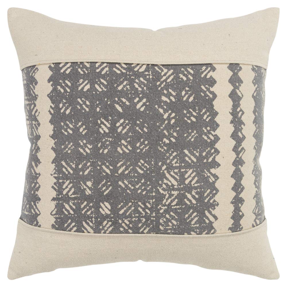 Rizzy Home Donny Osmond Color Block 20&quot; Poly Pillow With Canvas Cover-Charcoal And Cream