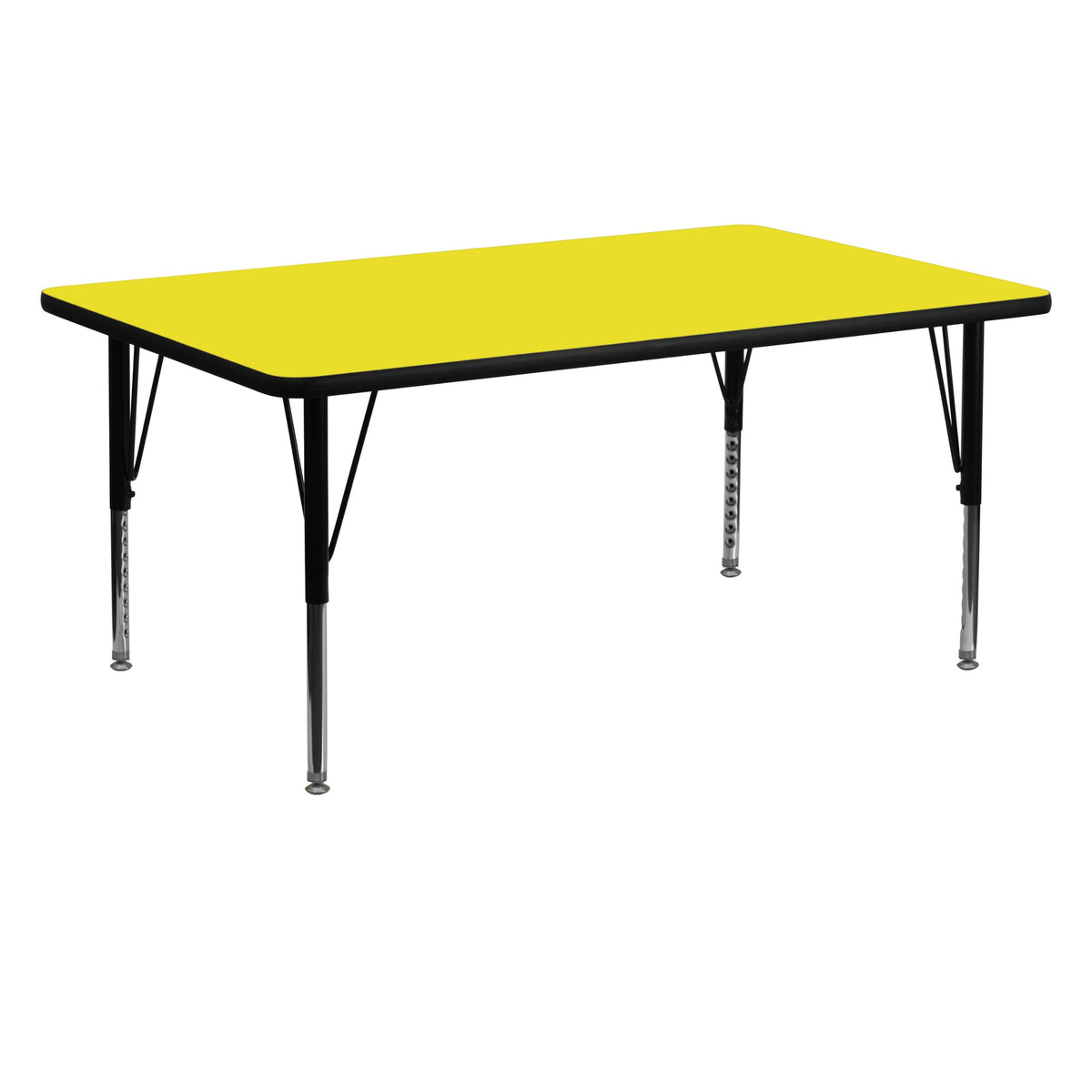 Flash Furniture 24''W x 60''L Rectangular Yellow HP Laminate Activity Table - Height Adjustable Short Legs