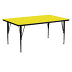 Flash Furniture 24''W x 60''L Rectangular Yellow HP Laminate Activity Table - Height Adjustable Short Legs