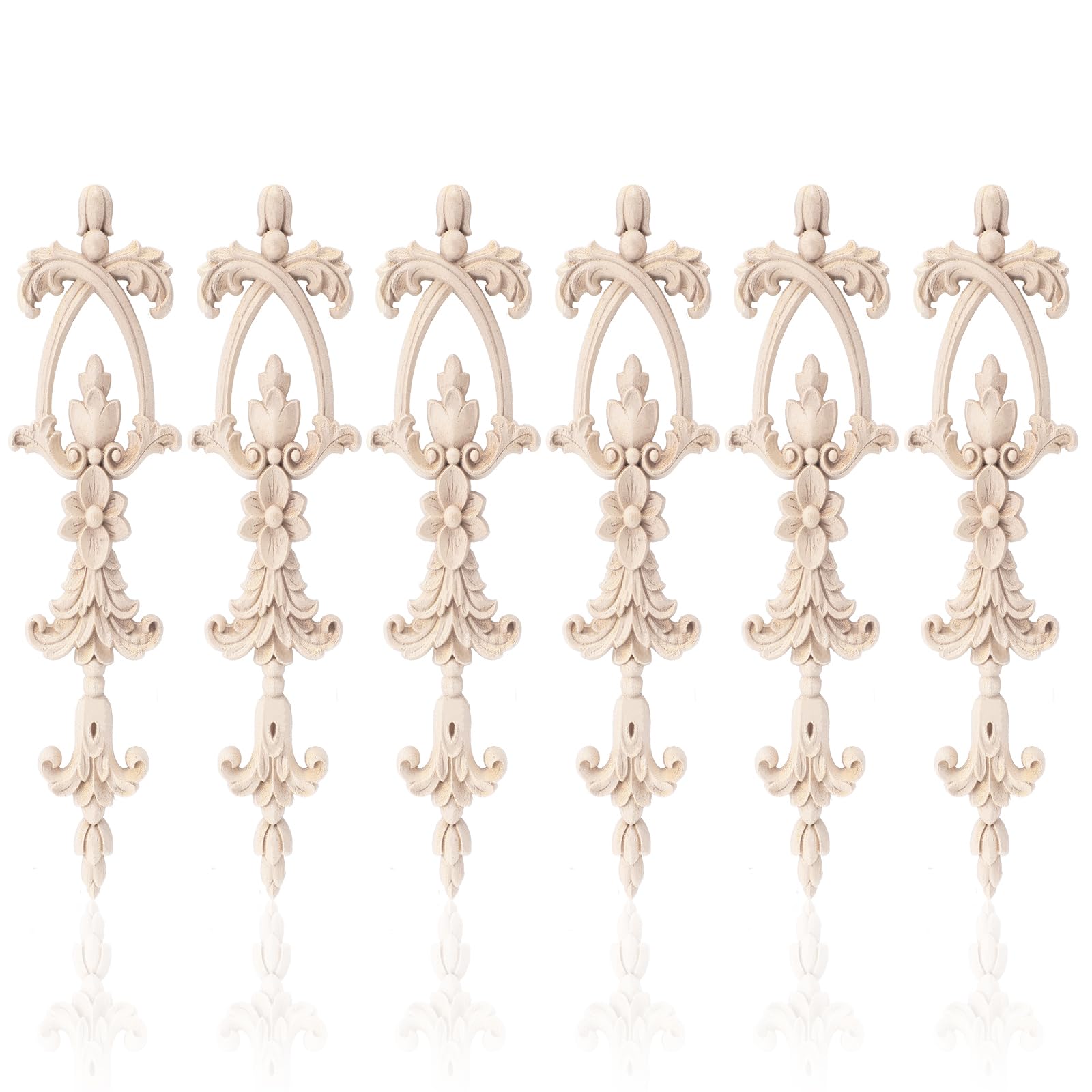 Marsui 6 Pcs Long Wood Carved Appliques Onlays Frame Decals Frame Furniture Decorative Wooden Carving Set for Wall Door Mirror C