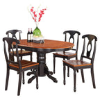 East West Furniture KENL5-BLK-W 5 Piece Kitchen Table Set for 4 Includes an Oval Dining Table with Butterfly Leaf and 4 Dining Room Chairs, 42x60 Inch, Black & Cherry